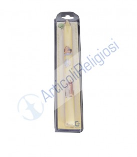 Candela rito del  Battesimo colore Avorio in Astuccio Trasparente