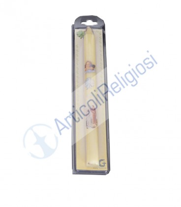 Candela rito del  Battesimo colore Avorio in Astuccio Trasparente